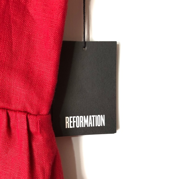 Reformation Olivia Linen Red Lipstick Dress 2 - Picture 13 of 16